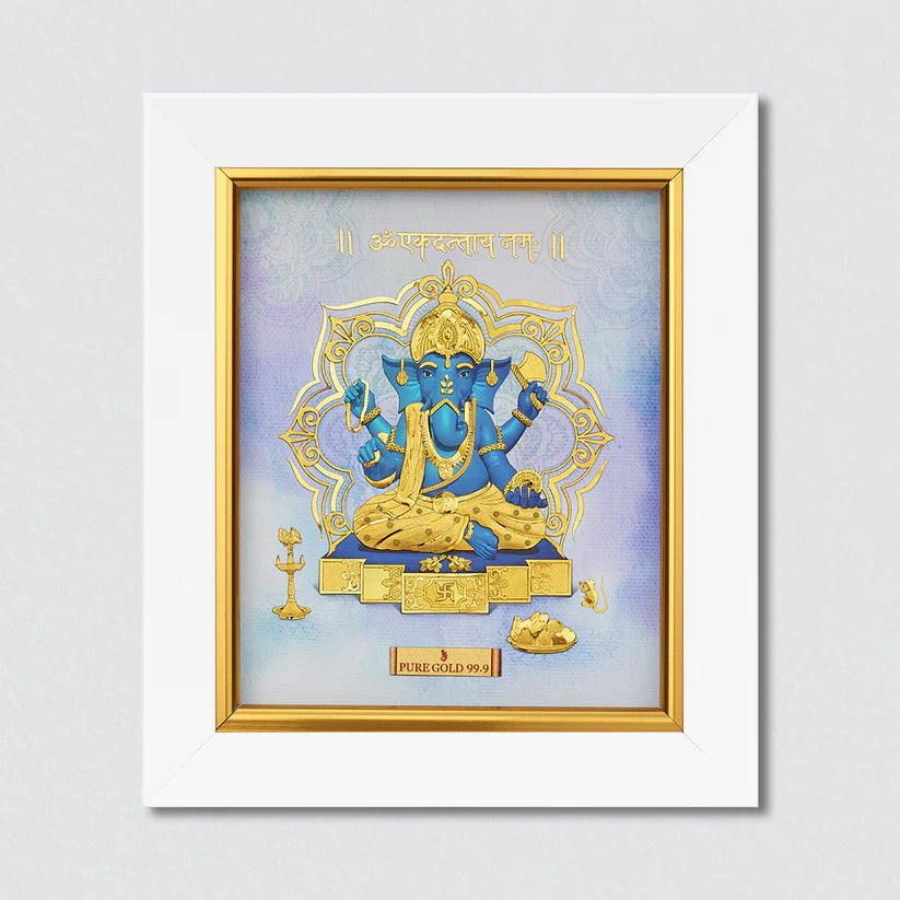 24k Gold Sheet Ekdanta Ganesha Artwork- S7